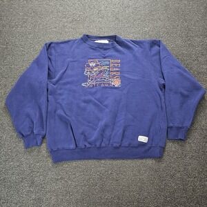 Vintage Logo 7 Chicago Bears Sweatshirt Embroidered Script Blue Large USA NFL